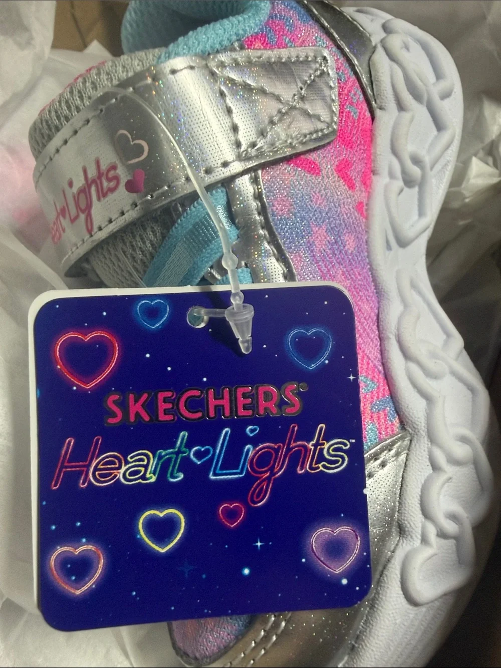 NIB Skechers Heart Lights Heart Jewels Light Up Shoes Toddler Girls Size 5